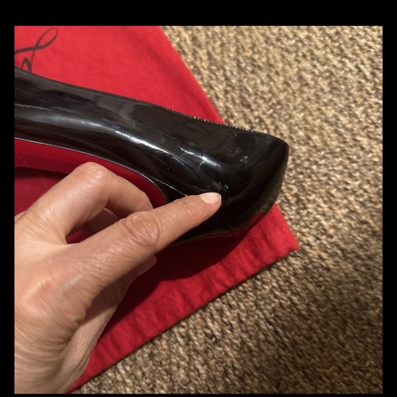 Authentic Christian Louboutin Glossy Black Heels with Red Soles - Picture 10 of 10